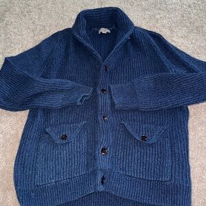 Wallace & Barnes for J. Crew Deep Blue Men's Cardigan Sweater